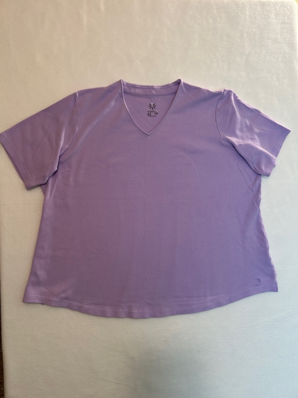 Isaac Mizrahi Live 2X Lavender V Neck Tee Shirt Plus Size Essential Basic Top - Picture 6 of 7